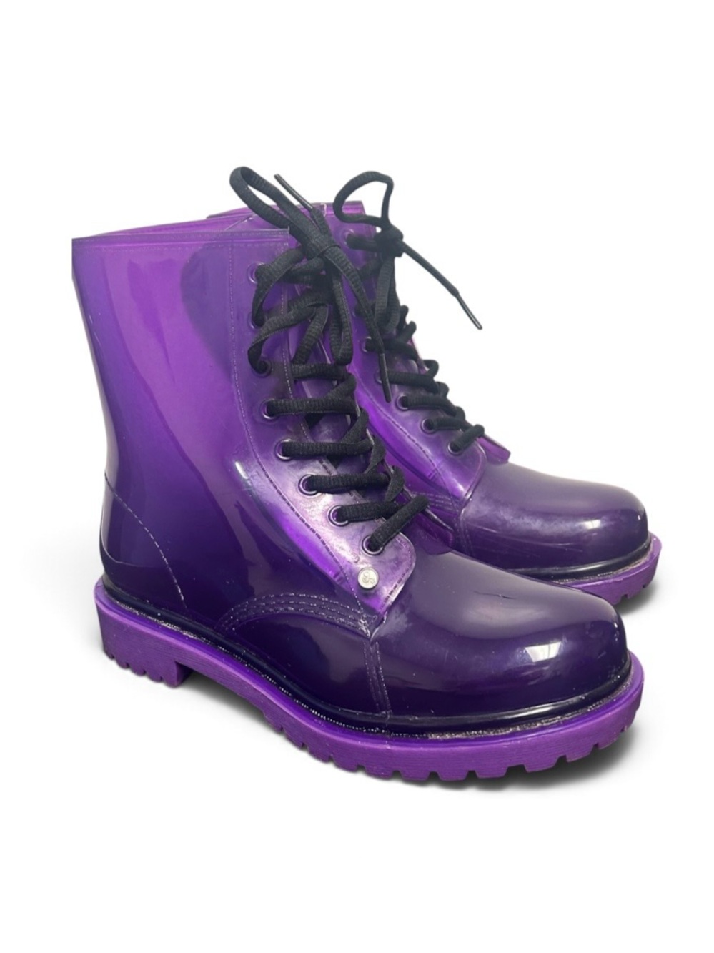 G-Six Workshop Transparent Purple
Jelly Combat Boots.   Size EU38